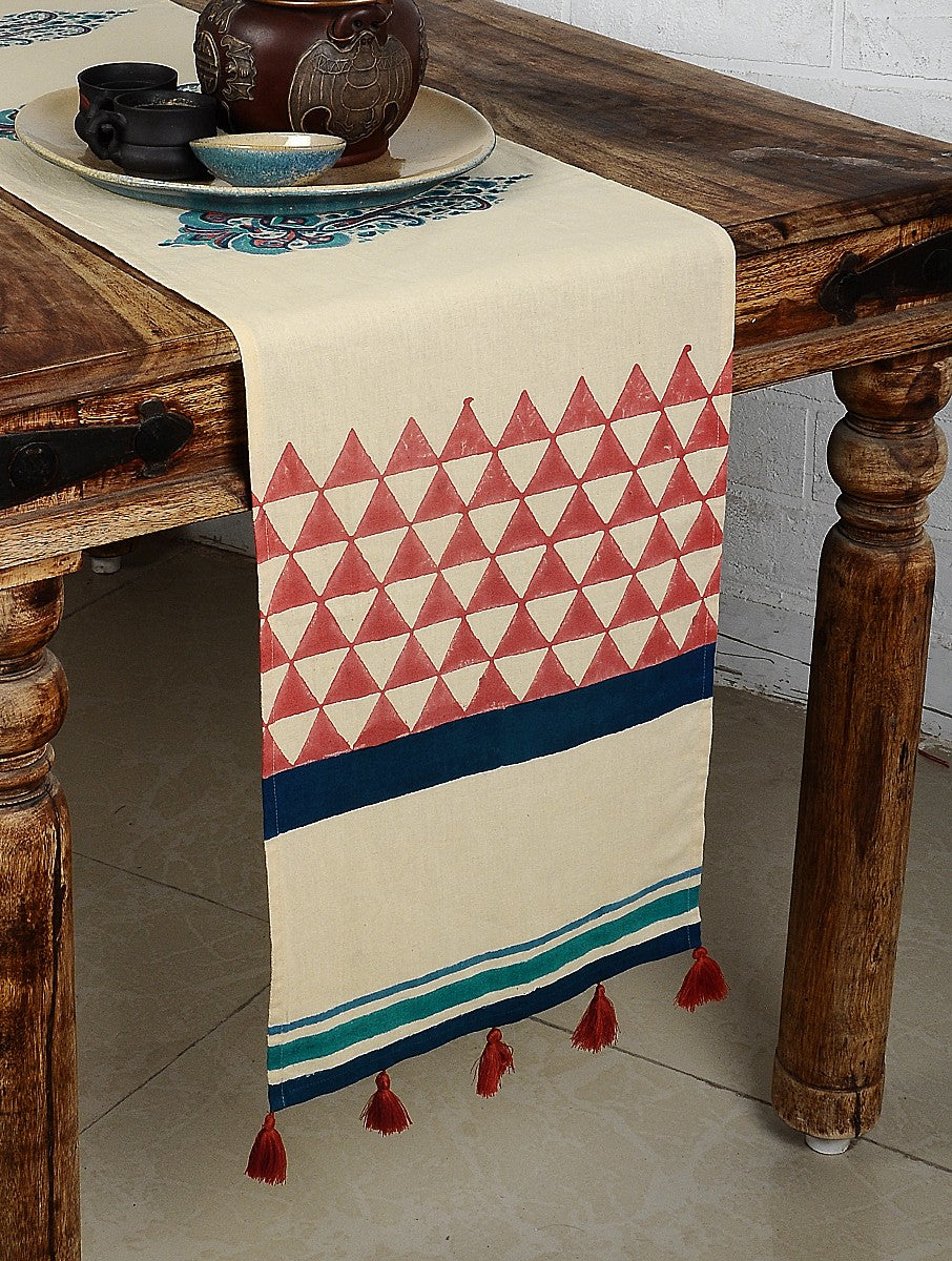 Hand block printed organic cotton table runner | Myyra Jaipur