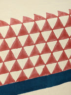 Close-up of hand block print on organic cotton table runner | Myyra Jaipur