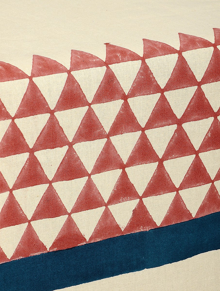 Close-up of hand block print on organic cotton table runner | Myyra Jaipur