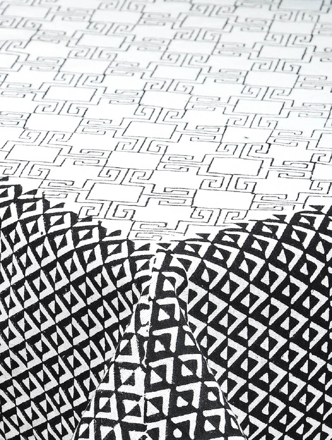 Close-up of hand block print on organic cotton table cover | Myyra Jaipur