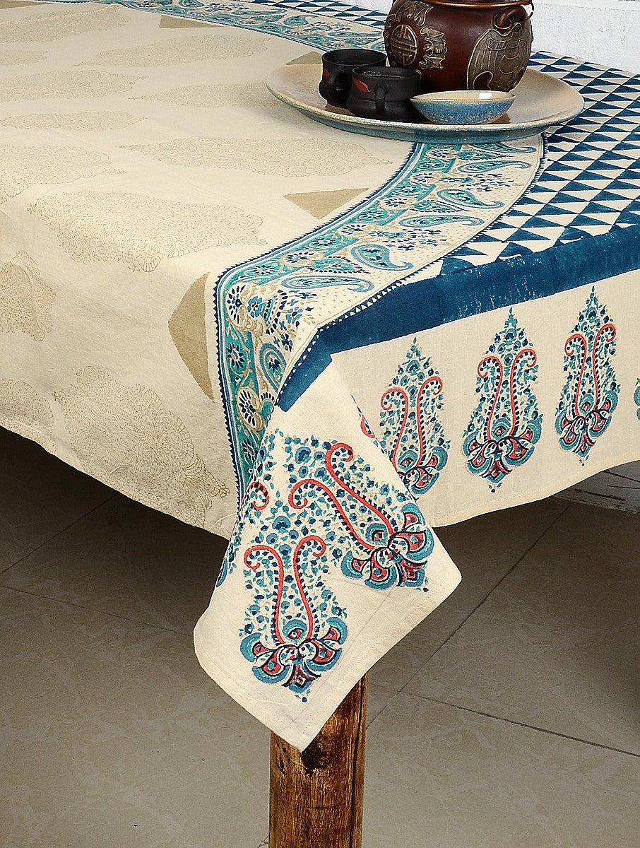 Hand block printed organic cotton table cover | Myyra Jaipur