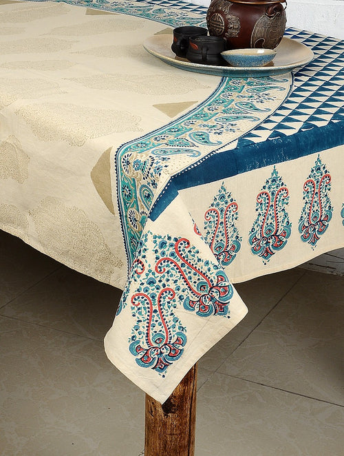 Hand block printed organic cotton table cover | Myyra Jaipur
