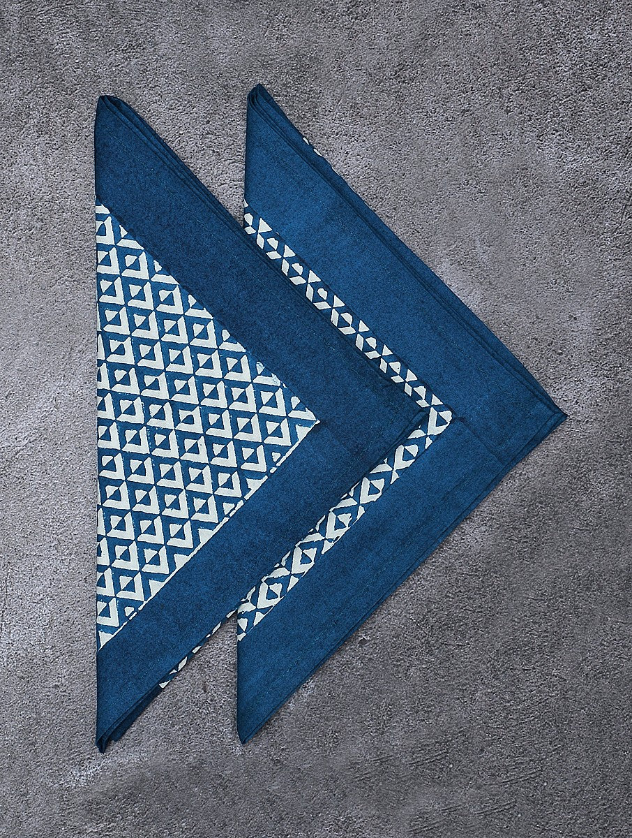 Close-up of hand block print on organic cotton napkin | Myyra Jaipur