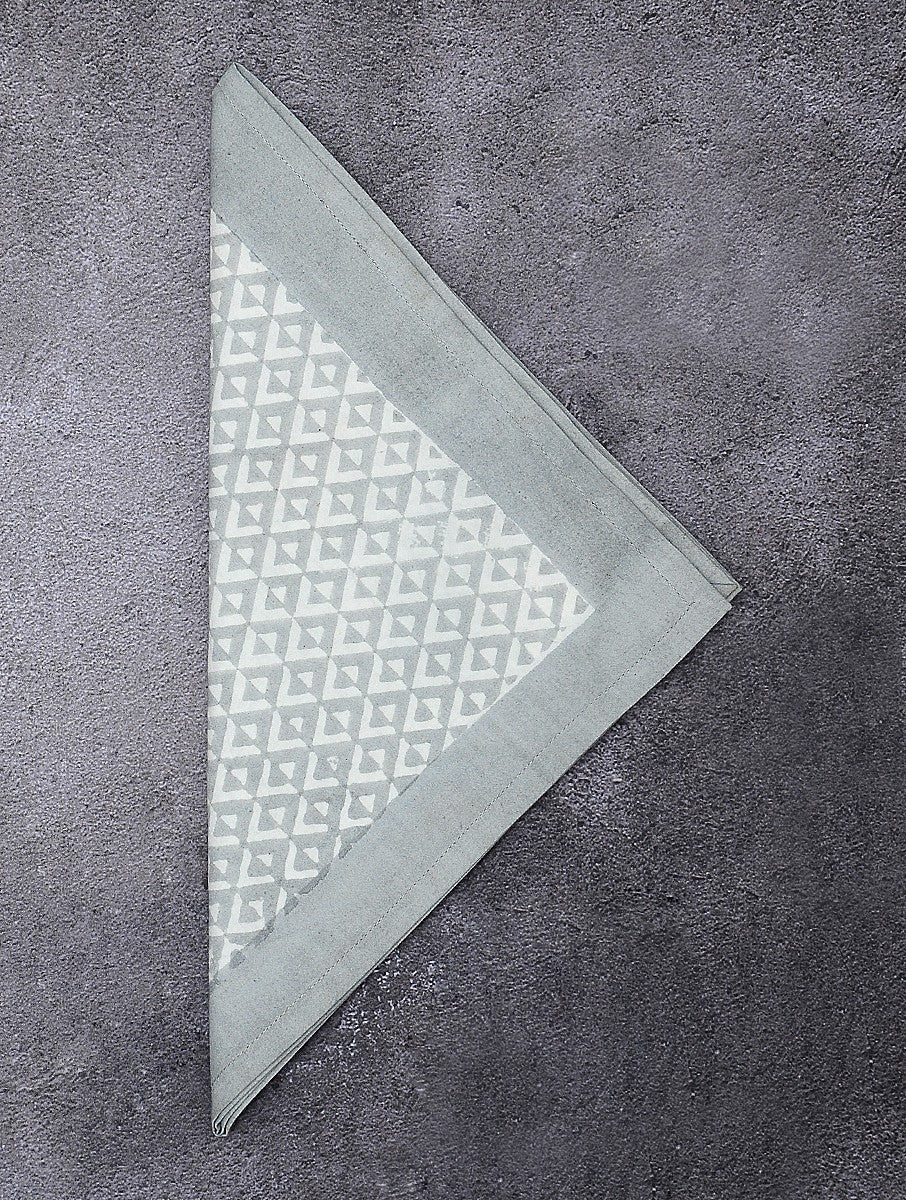 Close-up of hand block print on organic cotton napkin | Myyra Jaipur