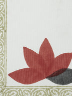 Close-up of hand block print on organic cotton placemat | Myyra Jaipur