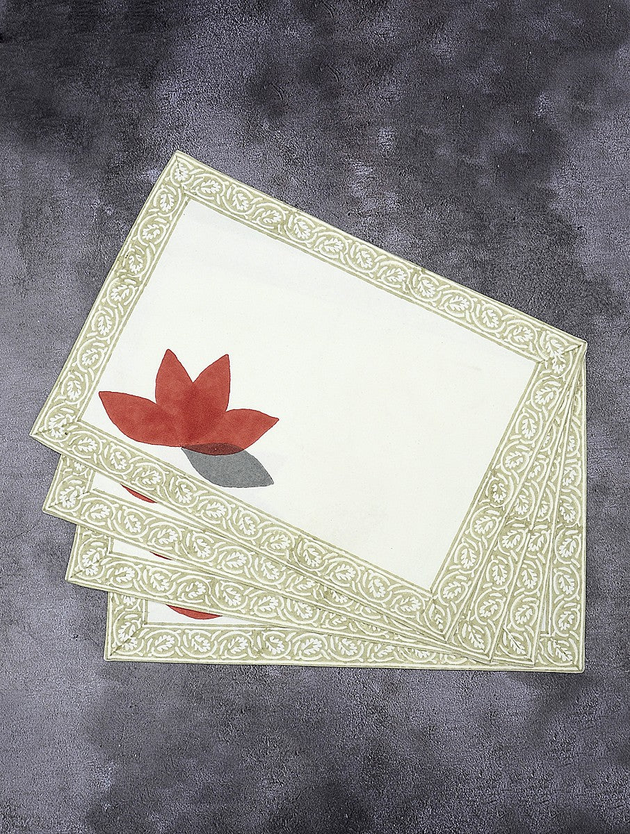 Placemat folded showing pattern repeat of hand block print | Myyra Jaipur