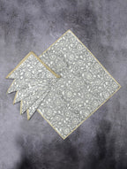 Close-up of hand block print on organic cotton napkin | Myyra Jaipur