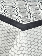 Close-up of hand block print on organic cotton table cover | Myyra Jaipur
