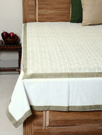 White hand block printed organic cotton bed cover | Myyra Jaipur