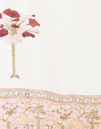 Close-up of hand block print on organic cotton curtain | Myyra Jaipur