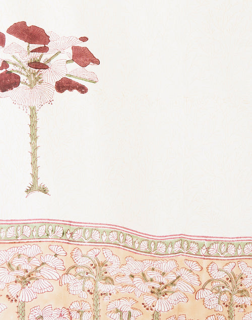 Close-up of hand block print on organic cotton curtain | Myyra Jaipur