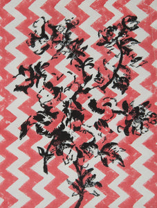 Black-Beige-Red Cotton Hand-Block Printed Placemat - MYYRA