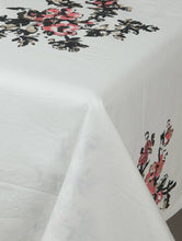 Load image into Gallery viewer, White-Black-Pink Cotton Hand-Block Printed Table Cloth - MYYRA