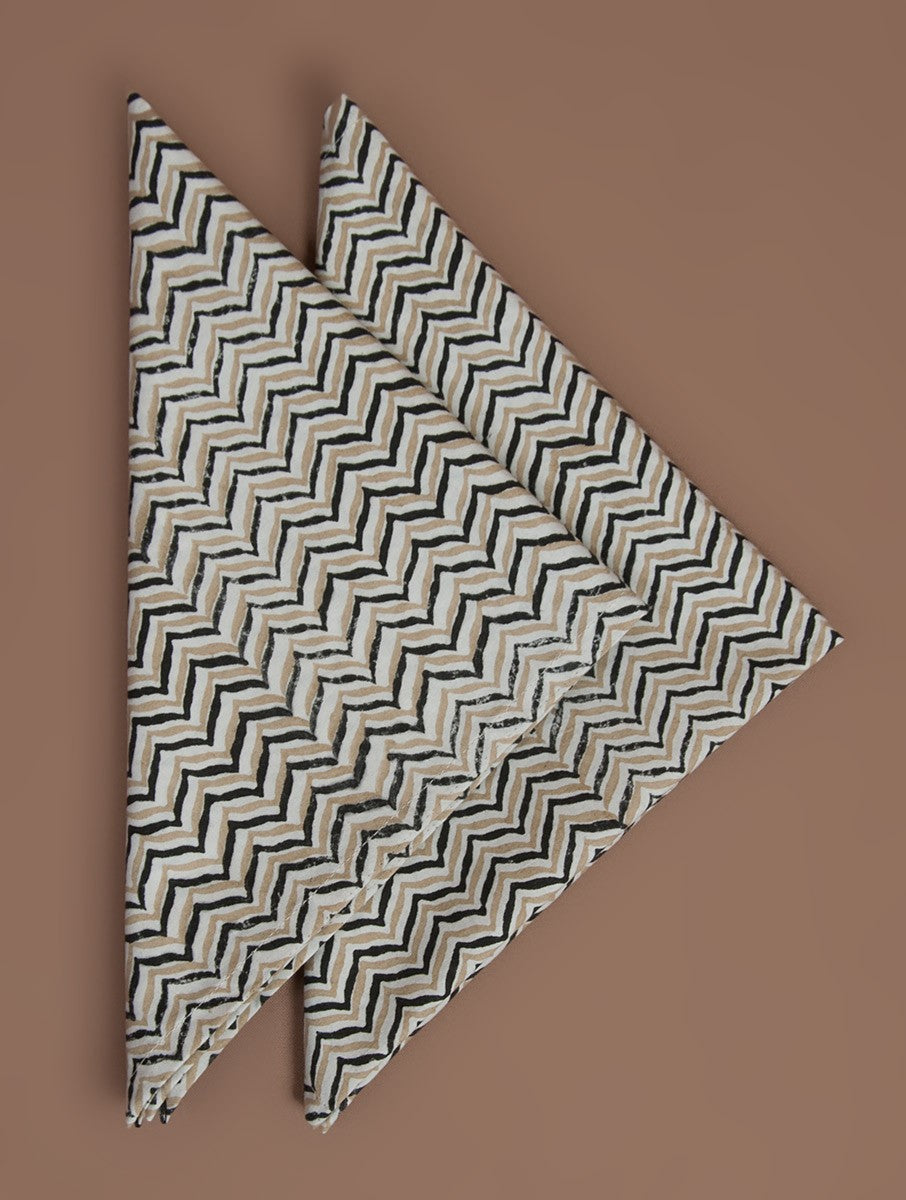 Close-up of hand block print on organic cotton napkin | Myyra Jaipur