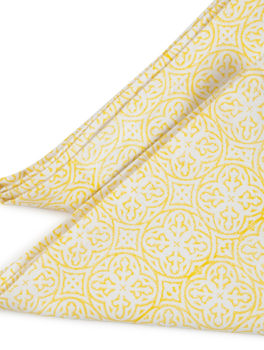 Napkin folded showing pattern repeat of hand block print | Myyra Jaipur