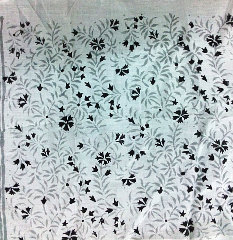 Close-up of hand block print on organic cotton running fabric | Myyra Jaipur