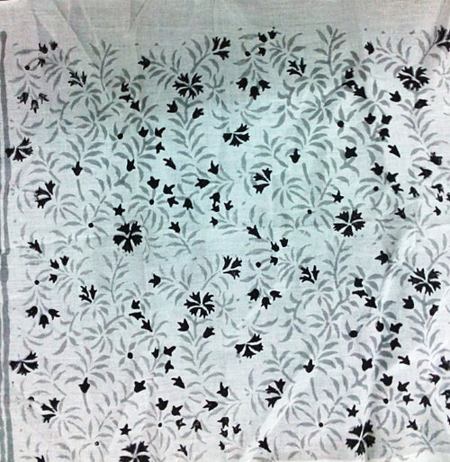 Close-up of hand block print on organic cotton running fabric | Myyra Jaipur