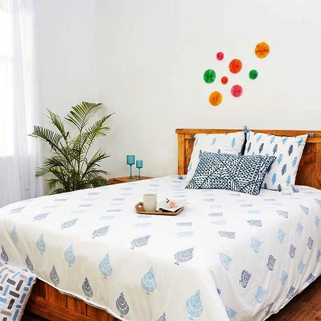 Hand block printed organic cotton duvet cover | Myyra Jaipur