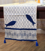 Close-up of hand block print on organic cotton table runner | Myyra Jaipur