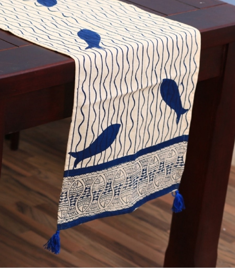 Hand block printed organic cotton table runner | Myyra Jaipur