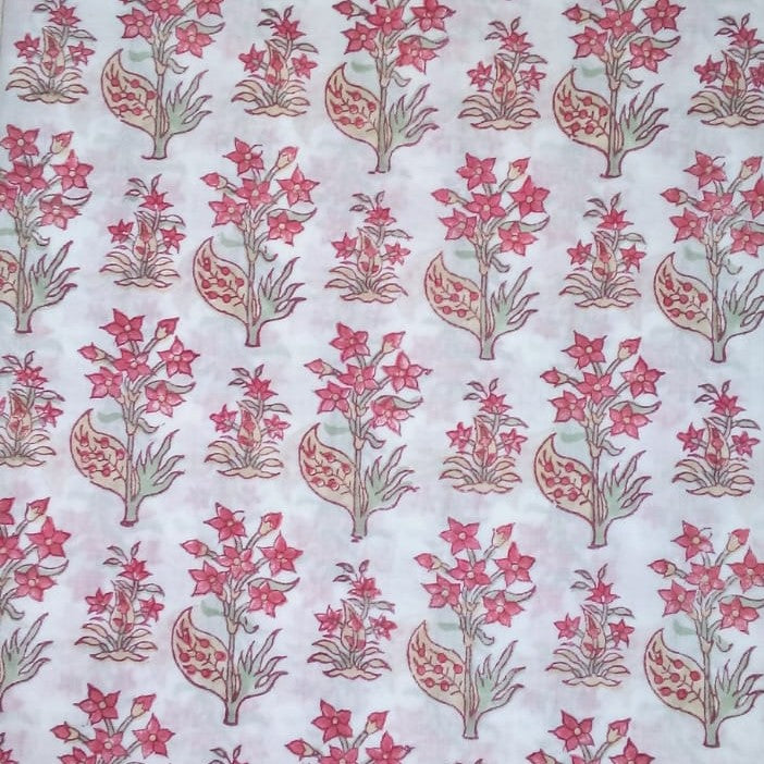 Hand block printed organic cotton fabric yardage from Myyra Jaipur