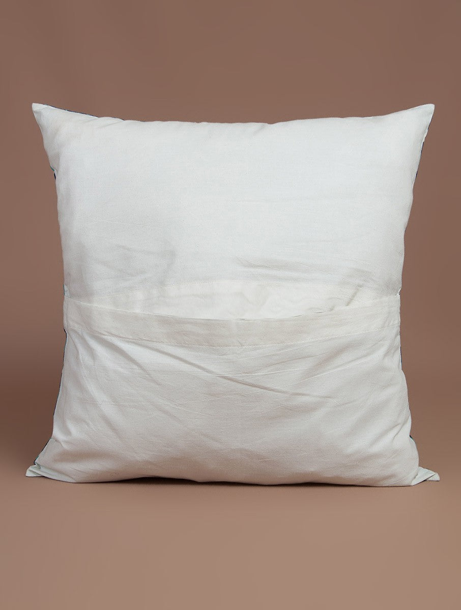 Cushion cover folded showing pattern repeat of hand block print | Myyra Jaipur