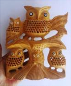 WOODEN TREE OWL MYWH3038