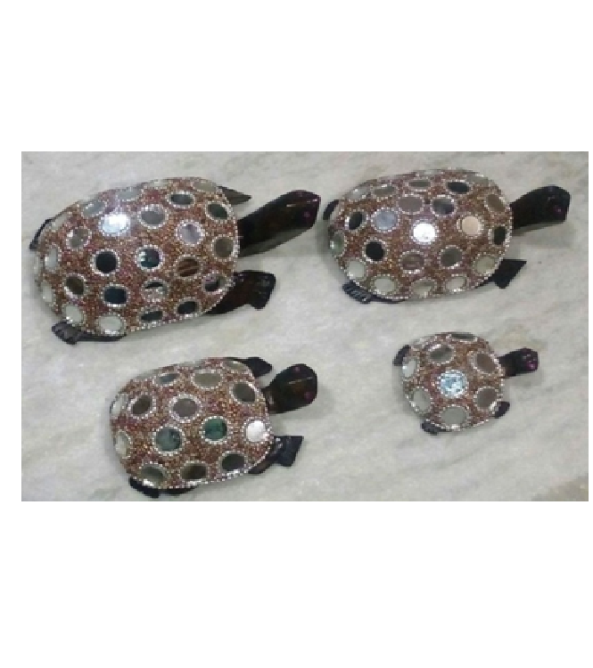 WOODEN MIRROR WORK TURTLE  MYWH2888