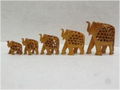 WOODEN UNDERCUT ELEPHANT SET OF 5 PCS FINE WORK MYWH3041