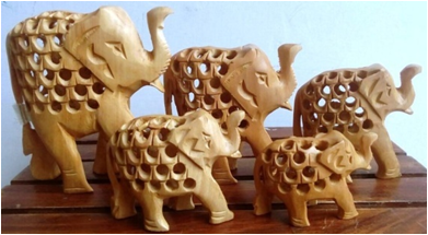 WOODEN UNDERCUT ELEPHANT FINE WORK MYWH2923