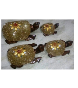 WOODEN GOLD WORK TURTLE  MYWH2889