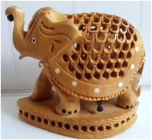 WOODEN INLAID WORK ELEPHANT  MYWH2927