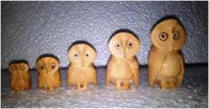 WOODEN CARVING ROUND OWL SET OF 5 PCS FINE MYWH3044