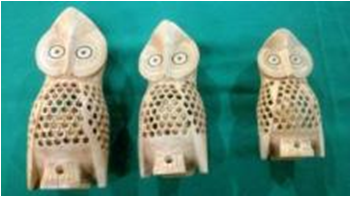 WOODEN UNDERCUT ROUND OWL SET OF 4 PCS FINE MYWH3045