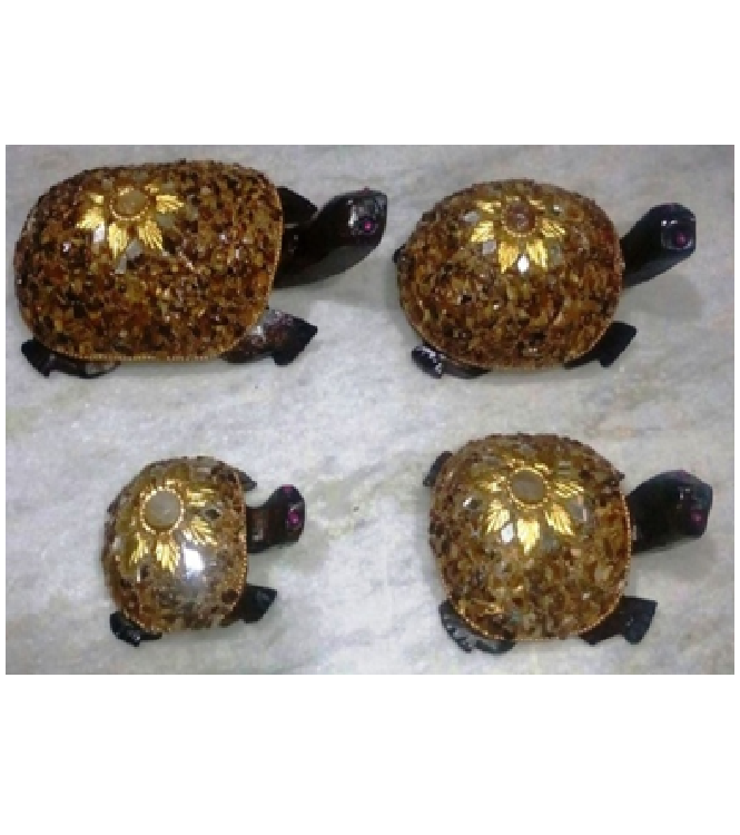WOODEN STONE WORK TURTLE  MYWH2891