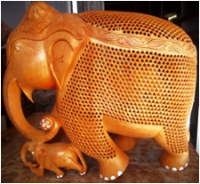 WOODEN U/CUT ELEPHANTWITH BABY MYWH2936