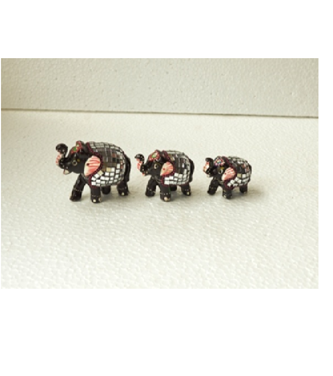 MEENA  WORK ELEPHANT SET OF 3 PCS (2''-2.5''-3'')MYWH2864