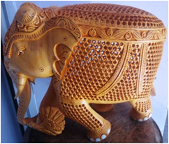 WOODEN FLOWER BELL WORKU/CUT ELEPHANT MYWH2940