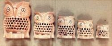 WOODEN UNDERCUT OWL SET  OF 5 PCS FINE MYWH3047