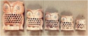 WOODEN UNDERCUT OWL SET  OF 5 PCS FINE MYWH3047