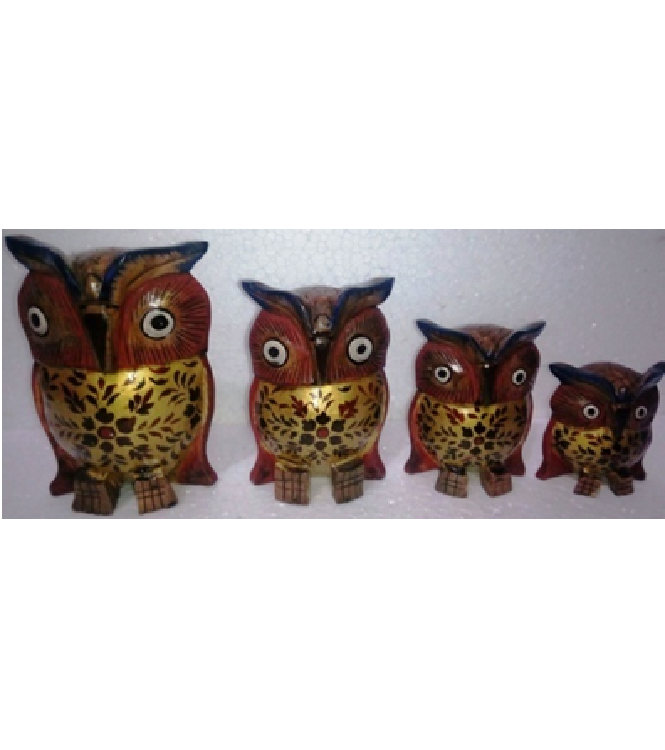WOODEN PAINTED WORK OWL MYWH2896