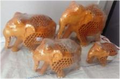 WOODEN INLAID FLOWER BORDER ELEPHANT SET OF 4 PCS MYWH3059