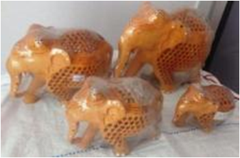 WOODEN INLAID FLOWER BORDER ELEPHANT SET OF 4 PCS MYWH3059