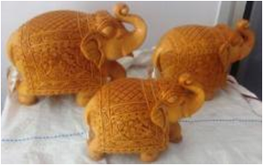WOODEN FLOWER CARVING FINE WORK ELEPHANT  MYWH2960