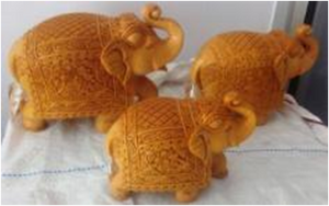 WOODEN FLOWER CARVING FINE WORK ELEPHANT  MYWH2960