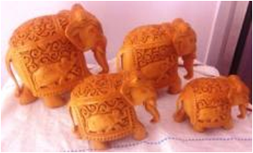 WOODEN ELEPHANT CARVING TRUNK DOWN MYWH2961