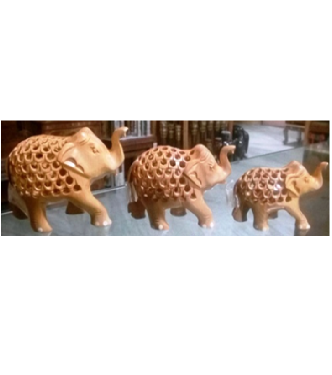 WOODEN UNDERCUT WORK ELEPHANT  MYWH2870