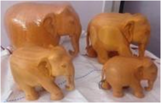 WOODEN PLAIN ELEPHANT SET OF 4 PCS MYWH3062