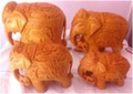 WOODEN ELEPHANT CARVING  TRUNK DOWN MYWH2967