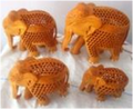 WOODEN  FLOWER BORDER ELEPHANT SET OF 4 PCS T.UP MYWH3069